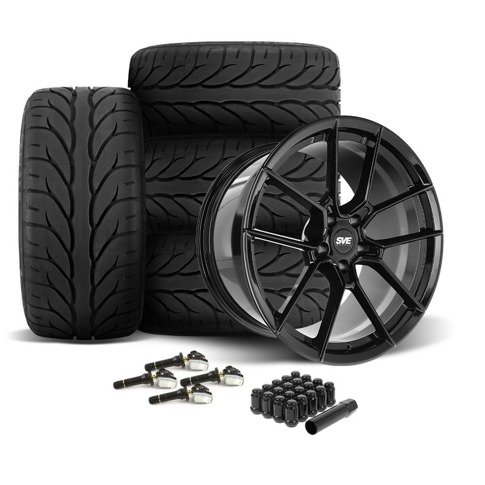 2015-23 Mustang SVE DHP1 Forged Wheel & Kenda Tire Kit - 19x10.5/11  - Black Mach 1