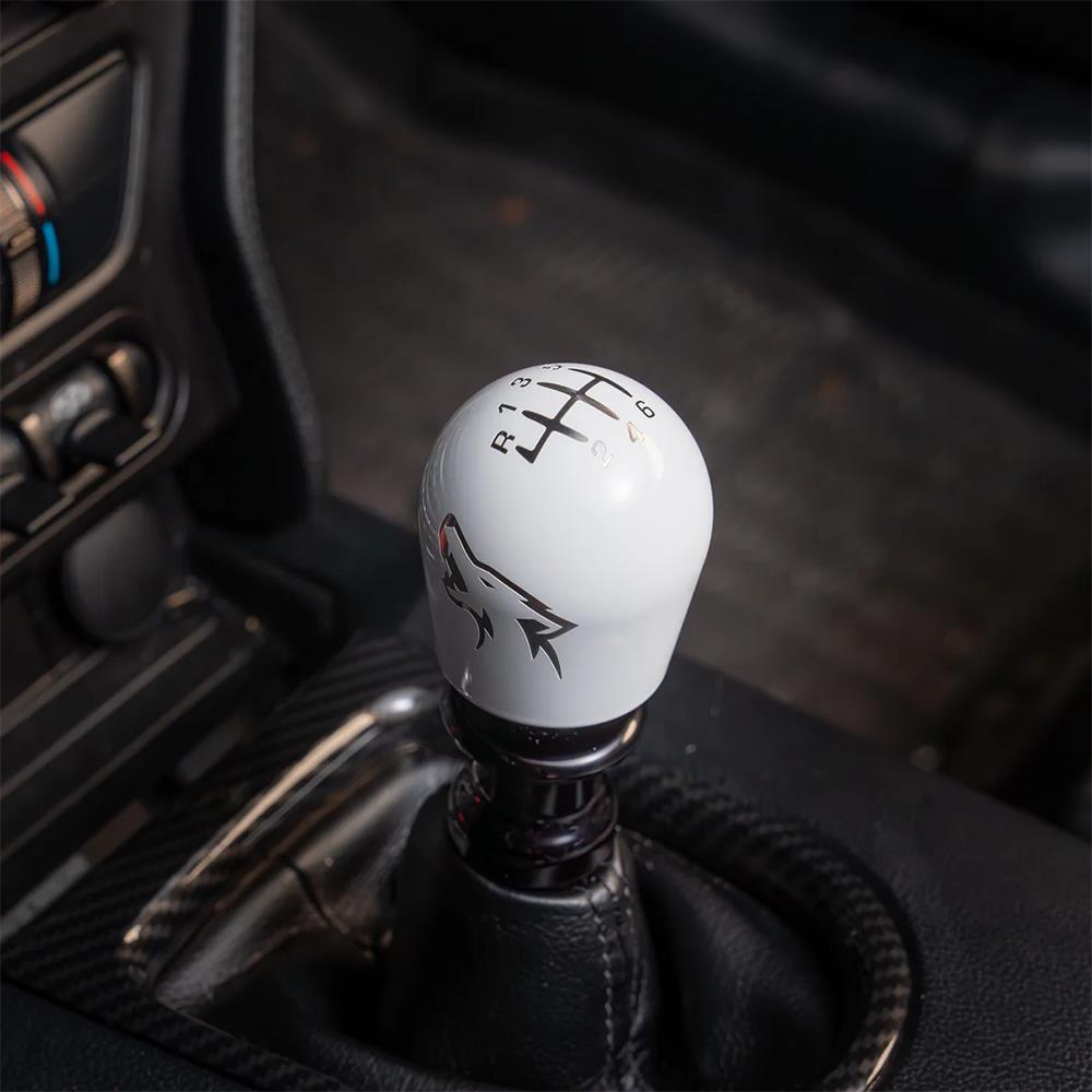 2015-26 Mustang Billetworkz Weighted Shift Knob - Coyote Engraved - Gloss White