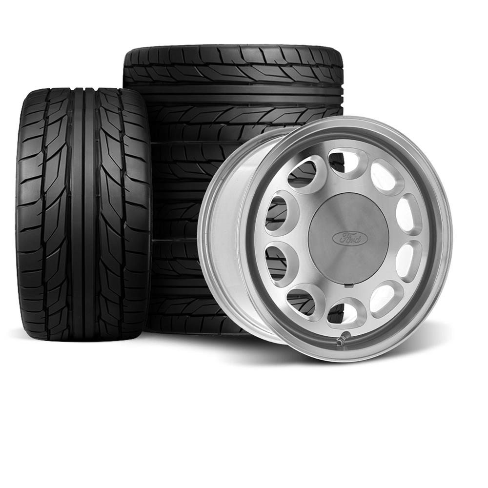1979-93 Mustang 5 Lug 10-Hole Wheel & Nitto Tire Kit - 17x8/9  - Machined