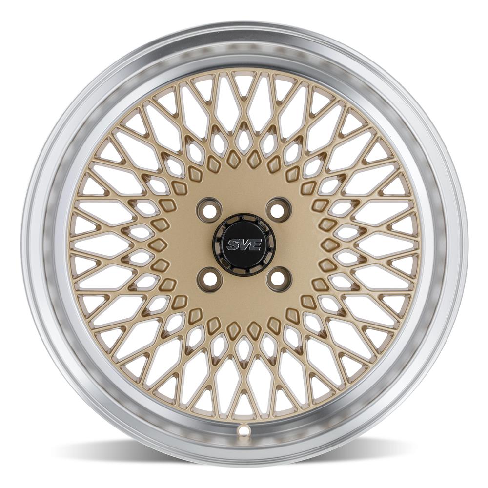1979-93 Mustang SVE 4 Lug Mesh Wheel & Nitto Tire Kit - 17x8/9  - Classic Gold
