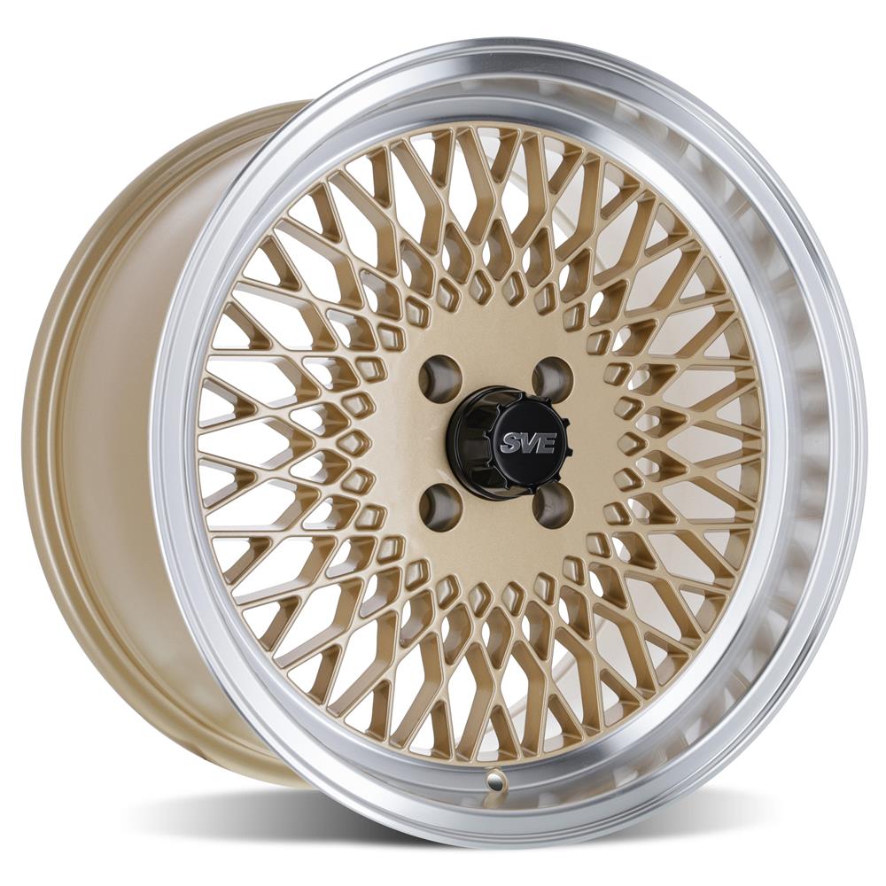 1979-93 Mustang SVE 4 Lug Mesh Wheel & Nitto Tire Kit - 17x8/9  - Classic Gold