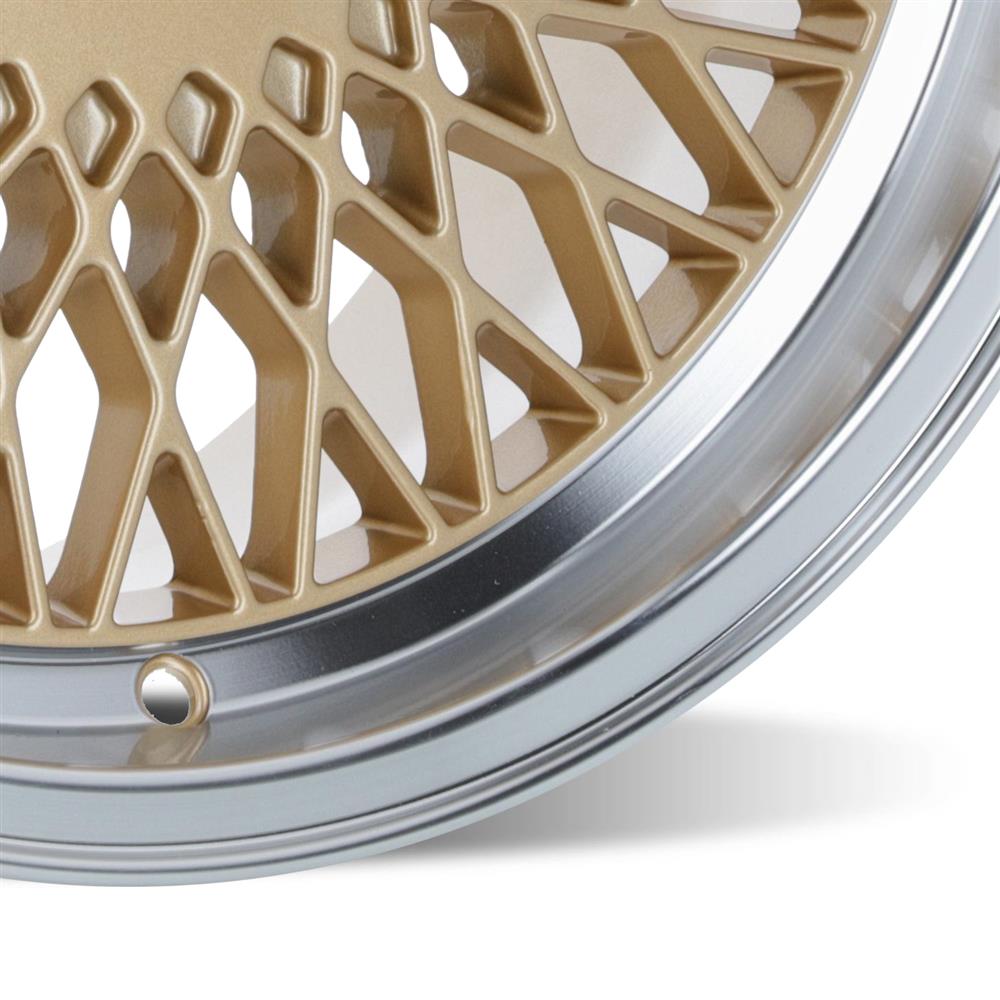 1979-1993 SVE Mustang Fox Body 4 Lug Mesh Wheel & Tire Kit - Classic Gold - 17x8 - HTR Z5 Tires
