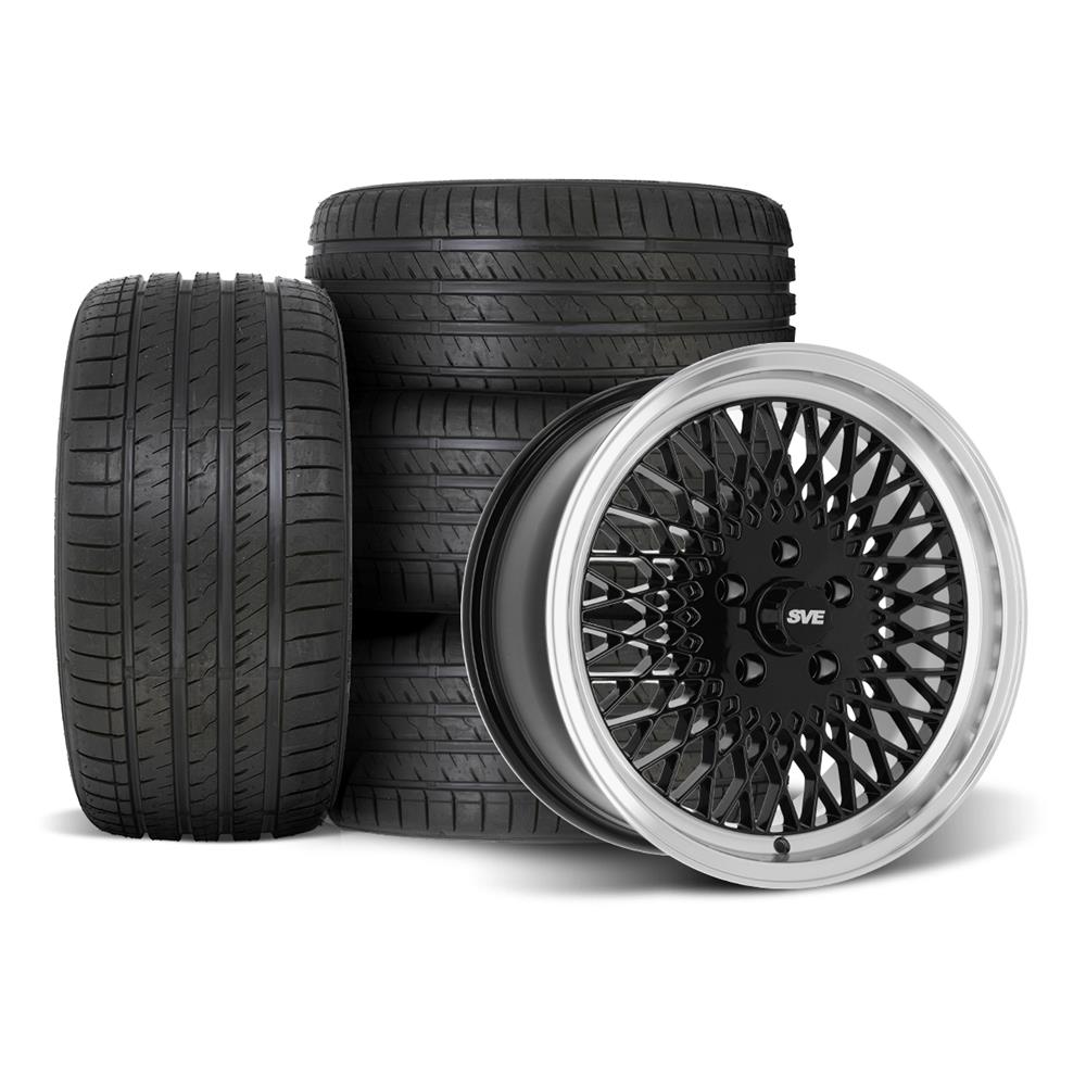 SVE 5-Lug Mesh Wheel & Tire Kit - Gloss Black - 17x8 - Z5 | 79-93