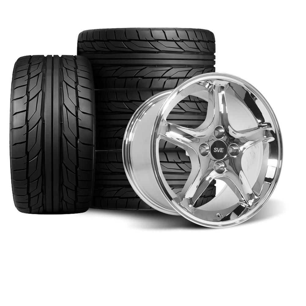 1979-93 Mustang SVE 4 Lug Cobra R Wheel & Nitto Tire Kit - 17x8/9  - Chrome