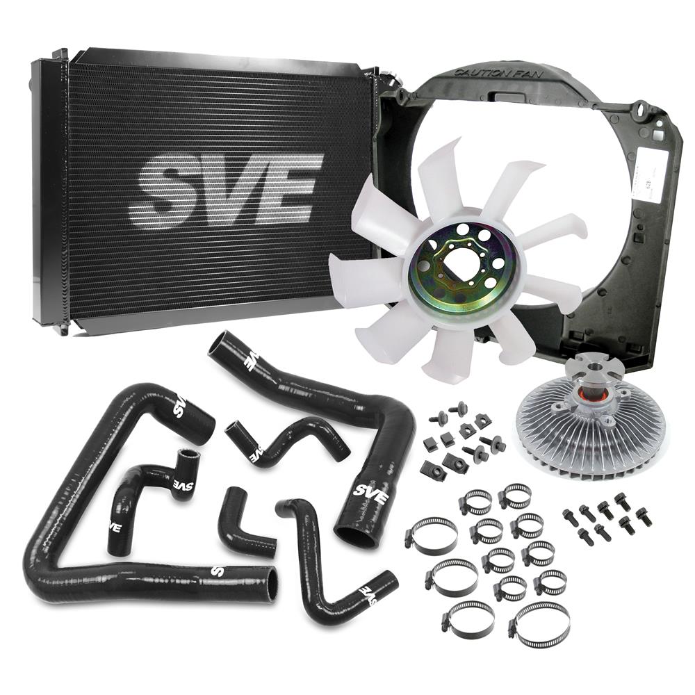 1986-93 Mustang SVE Aluminum Radiator & Stock Fan Kit  - Black 5.0