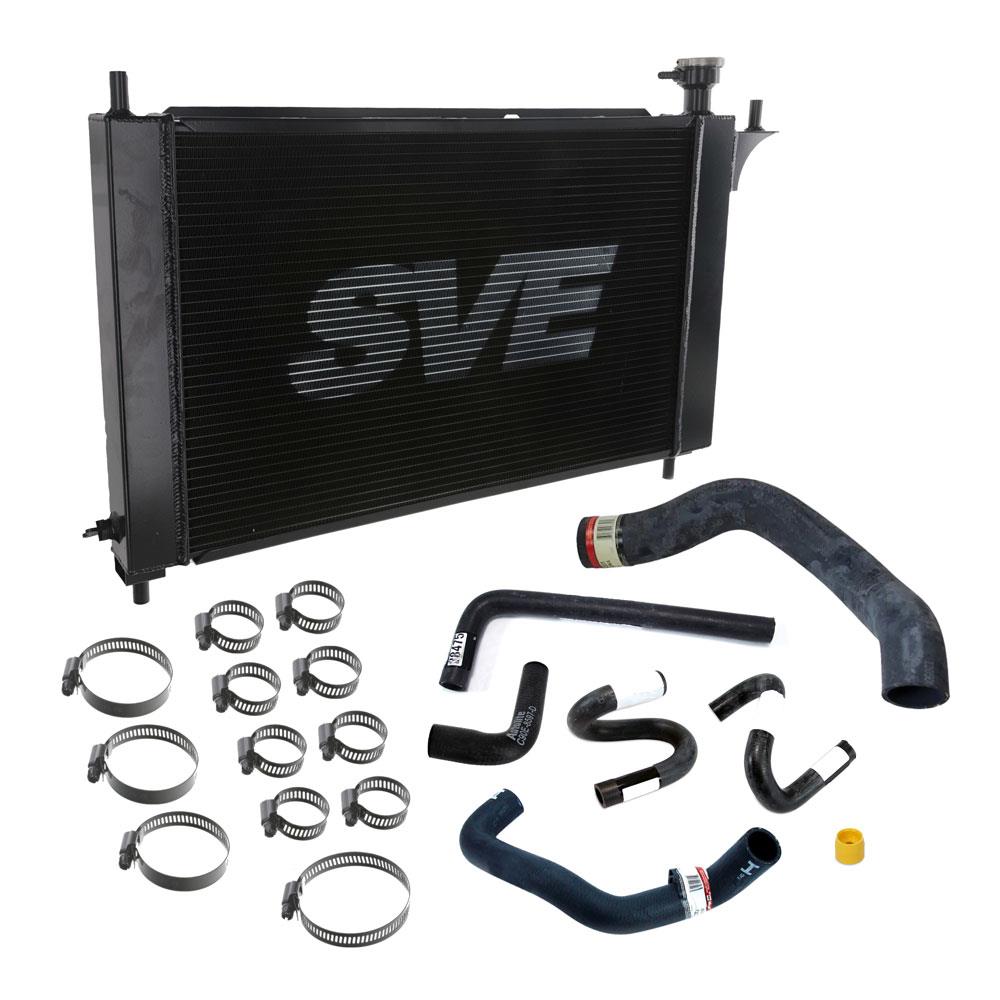 1994-95 Mustang SVE Aluminum Radiator & Rubber Hose Kit  - Black 5.0