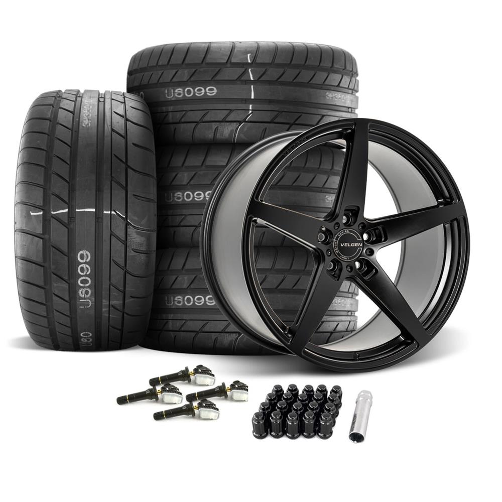 2015-2023 Mustang Velgen Classic5 V2 Wheel & MT Tire Kit - 20x10/11 - Satin Black