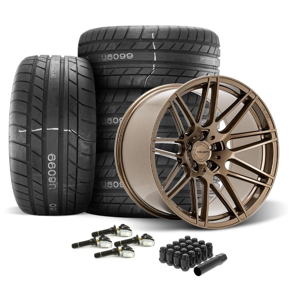 2015-2023 Mustang Velgen VF9 Wheel & MT Tire Kit - 20x10/11 - Gloss Bronze