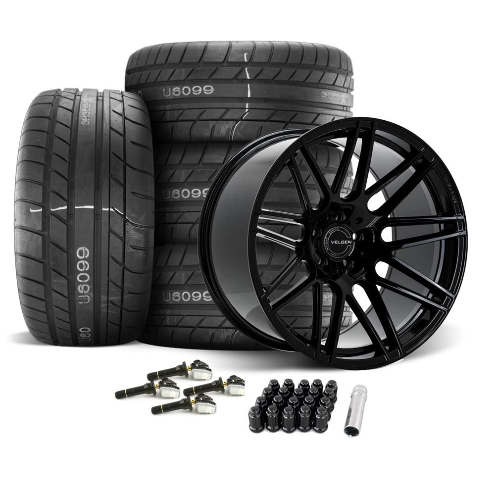 2015-2023 Mustang Velgen VF9 Wheel & MT Tire Kit - 20x10/11 - Gloss Black