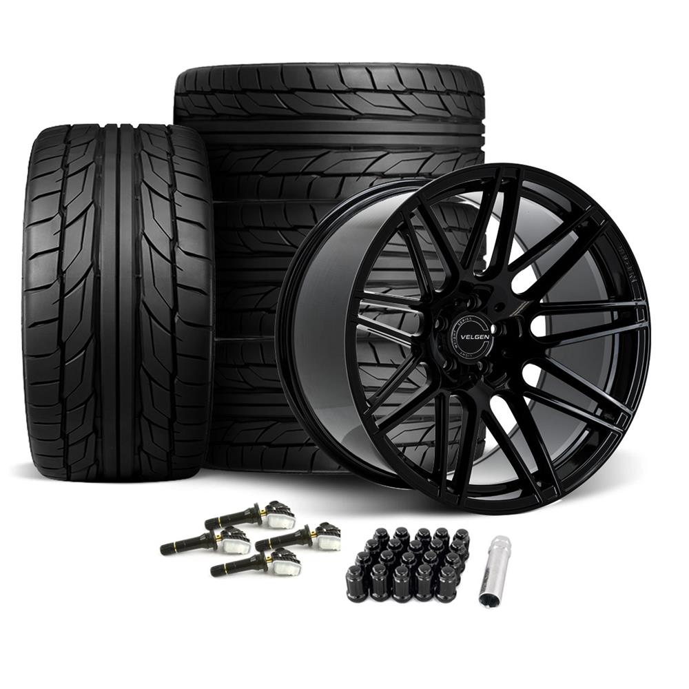 2015-2023 Mustang Velgen VF9 Wheel & Nitto Tire Kit - 20x10/11 - Gloss Black