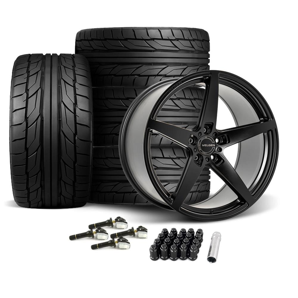 2015-2023 Mustang Velgen Classic5 V2 Wheel & Nitto Tire Kit - 20x10/11 - Satin Black