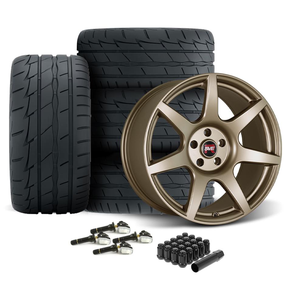 2015-2023 Mustang SVE R350 Wheel & Firestone Tire Kit - 19x10/11 - Satin Bronze