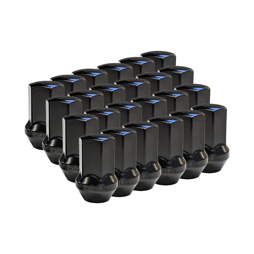 Gorilla Automotive 20pc Black Wheel Lug Nuts – 14x1.5 Stock Style, Large Seat