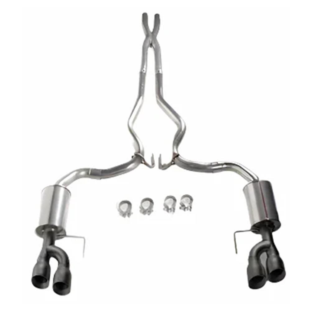 2018-26 Mustang Roush Cat Back Exhaust Kit - Non-Active Exhaust  - Black Quad Tips GT Coupe