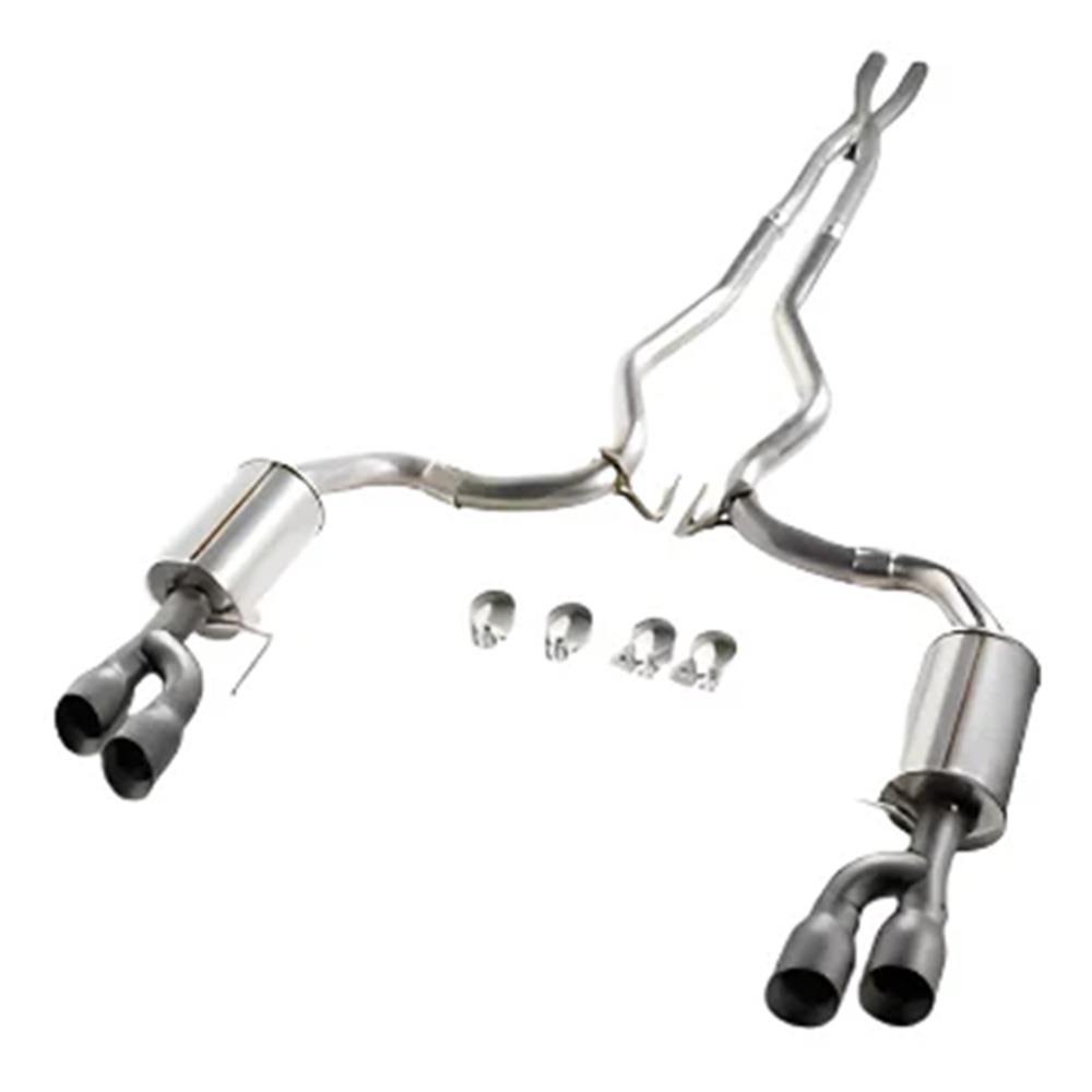 2018-26 Mustang Roush Cat Back Exhaust Kit - Non-Active Exhaust  - Black Quad Tips GT Coupe
