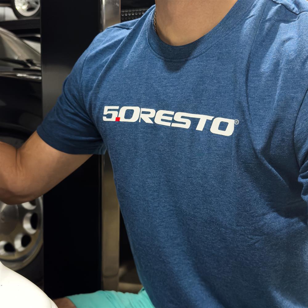 5.0 Resto Logo T-Shirt - Heather Neptune