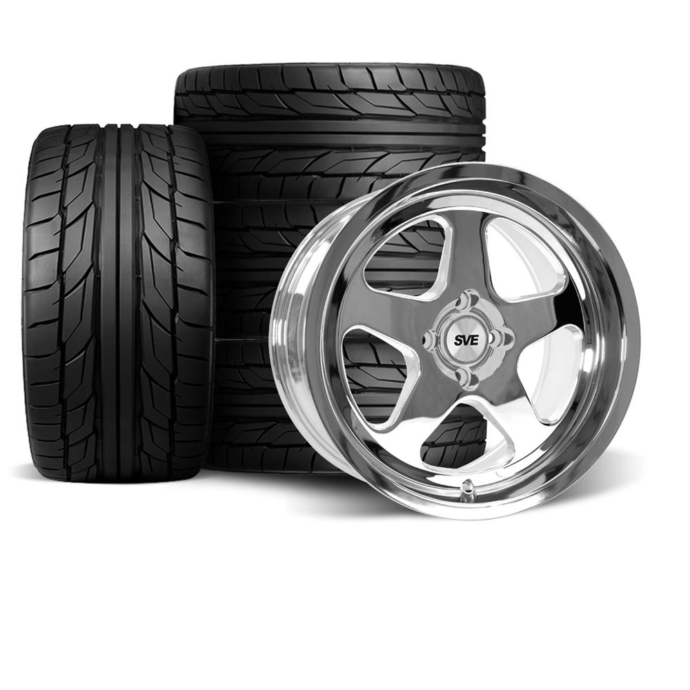 1979-93 Mustang SVE 4 Lug SC Wheel & Nitto Tire Kit - 17x9/10 - Chrome