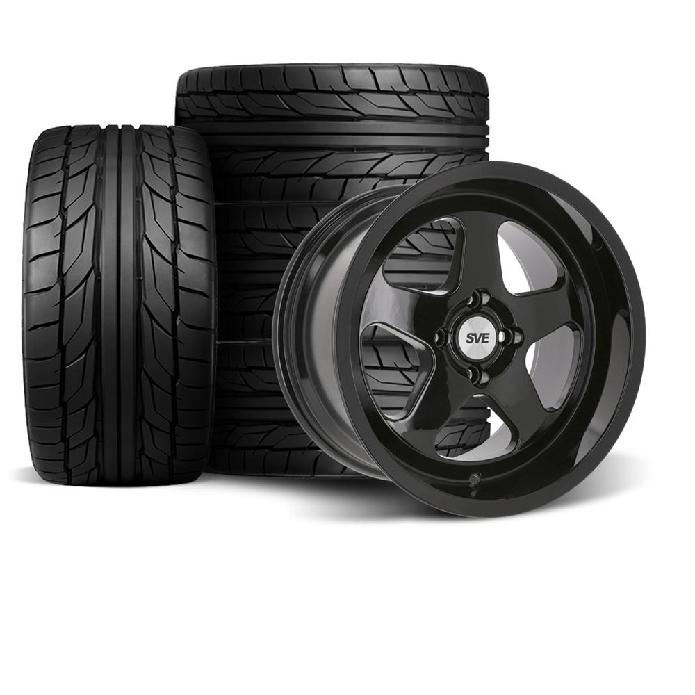 1979-93 Mustang SVE 4 Lug SC Wheel & Nitto Tire Kit  - 17x9/10 - Gloss Black