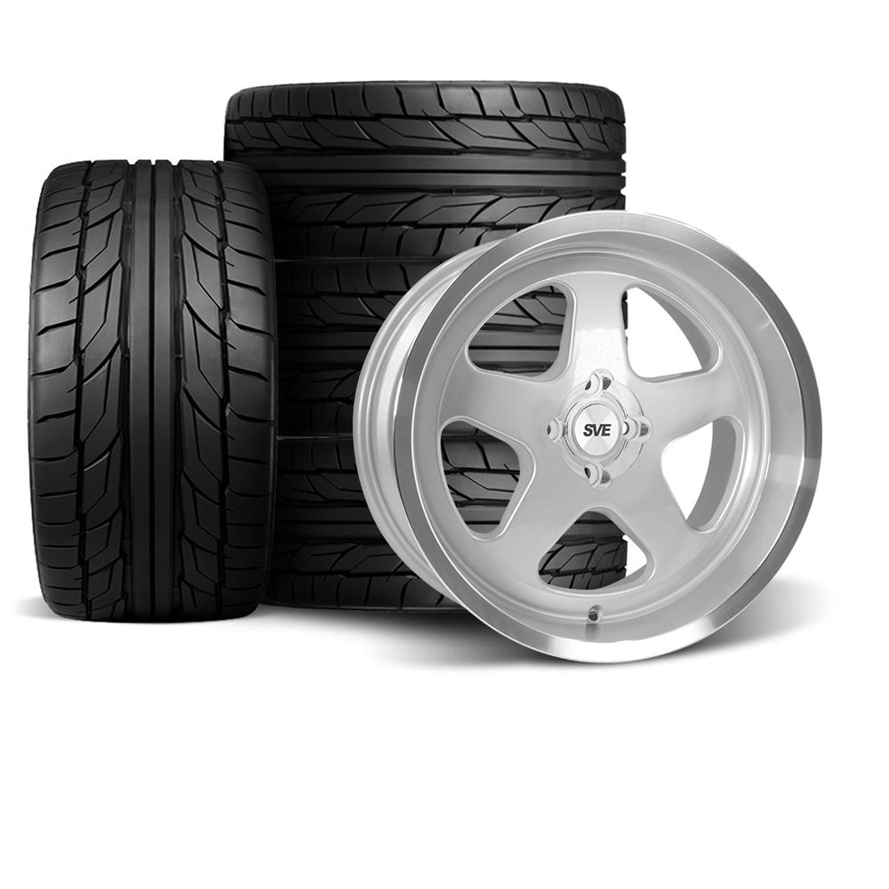 1979-93 Mustang SVE 4 Lug SC Wheel & Nitto Tire Kit  - 17x9/10 - Silver