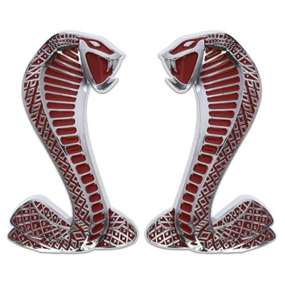 1994-2004 Mustang Cobra Grille & Fender Emblem Kit - Chrome w/ Red Accents