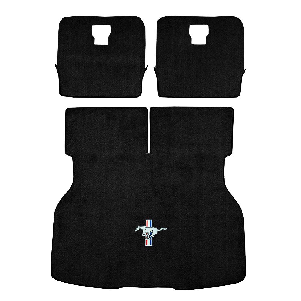 1984-86 Mustang ACC Hatch Area Carpet with Running Pony Logo Black