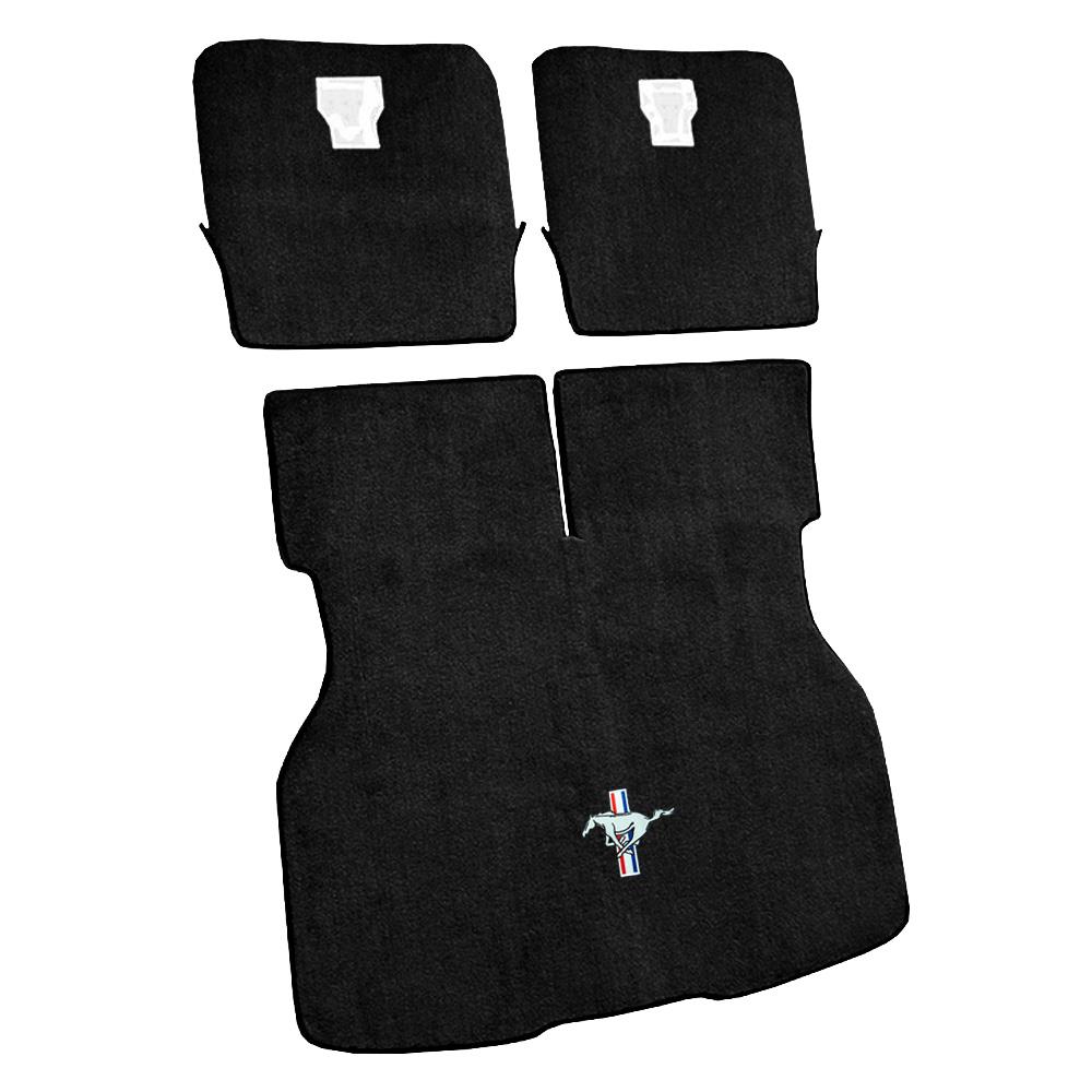 1984-86 Mustang ACC Hatch Area Carpet with Running Pony Logo Black