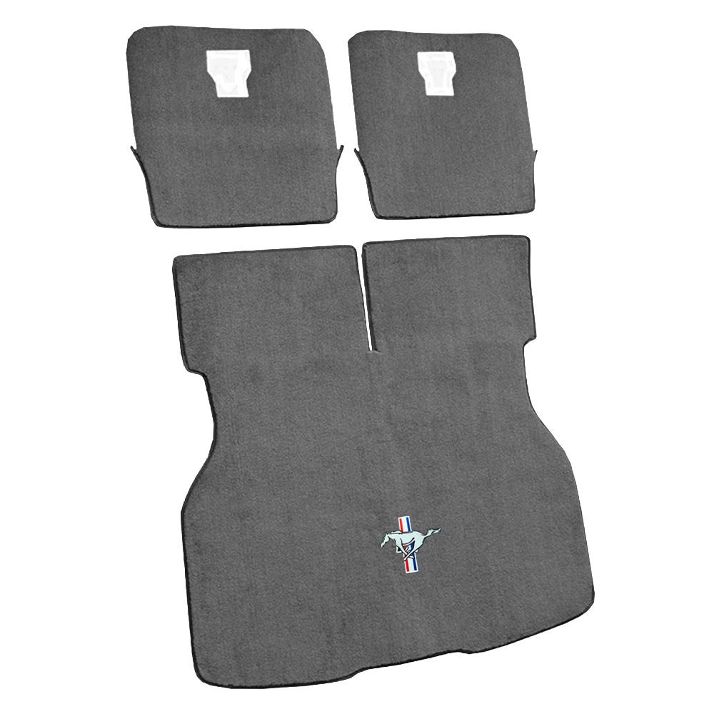 1984-86 Mustang ACC Hatch Area Carpet with Running Pony Logo Dark Gray/Svo Gray