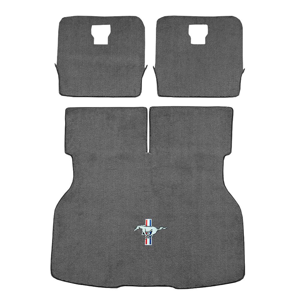 1984-86 Mustang ACC Hatch Area Carpet with Running Pony Logo Dark Gray/Svo Gray
