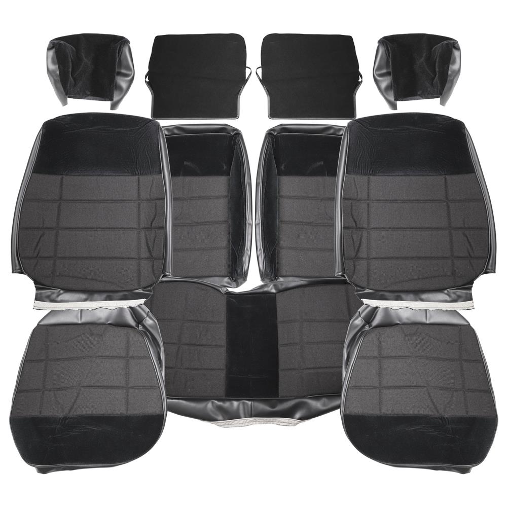Mustang Acme Standard Seat Upholstery - Cloth - Black | 87-93 Hatchback