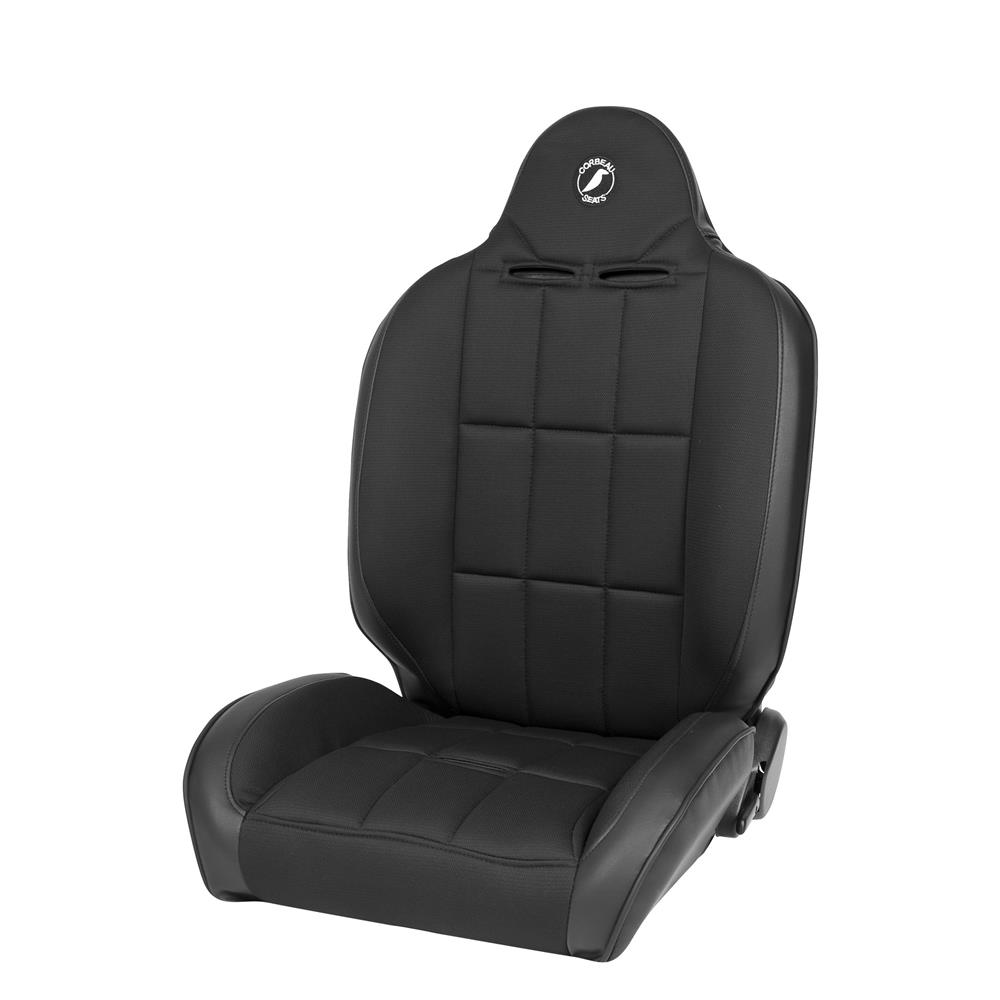 Corbeau Baja RS Reclining Suspension Seat Pair - Vinyl w/ Cloth Inserts - Black
