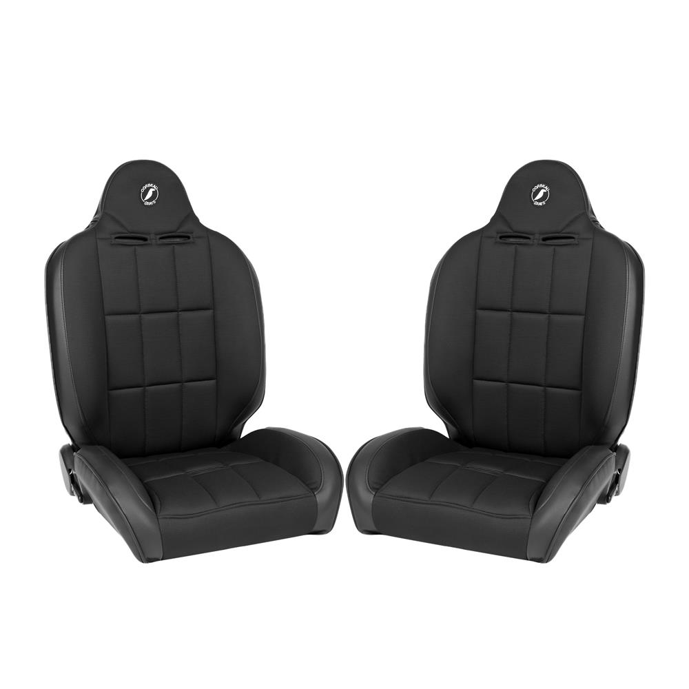 Corbeau Baja RS Reclining Suspension Seat Pair - Vinyl w/ Cloth Inserts - Black
