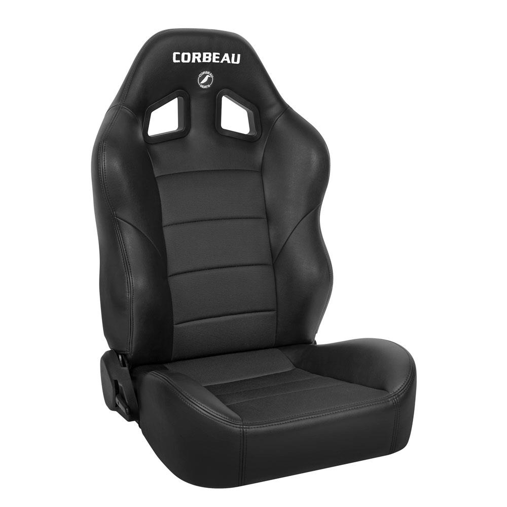 Corbeau Baja XRS Reclining Suspension Seat Pair Vinyl w/ Cloth Inserts - Black