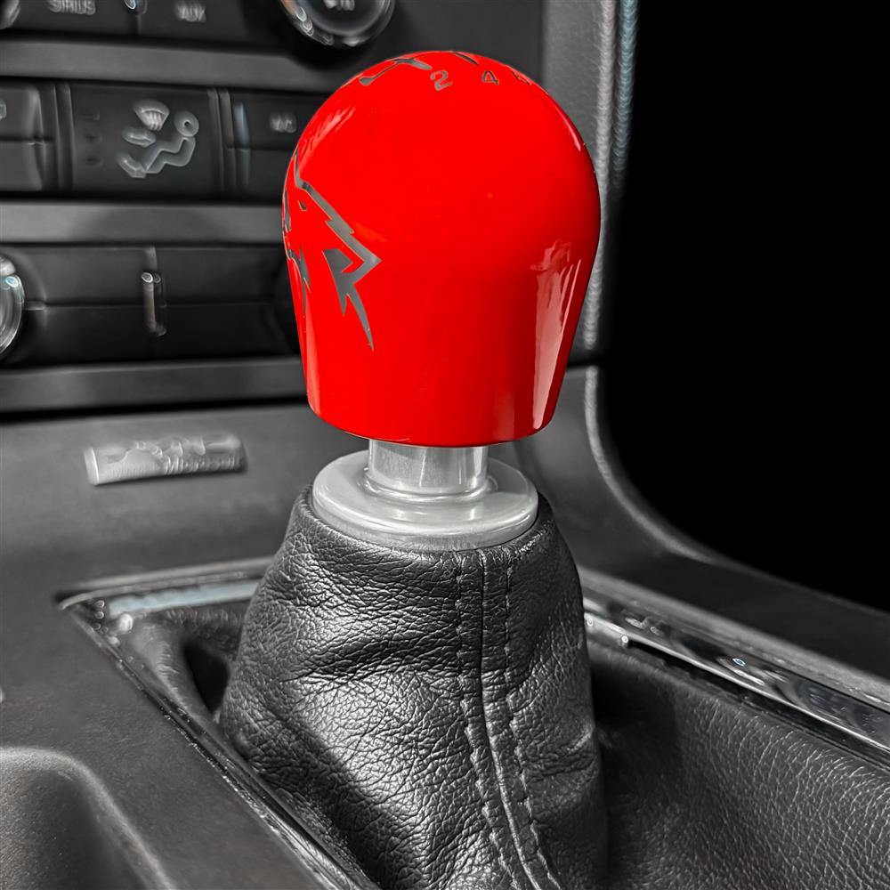 2011-14 Mustang Billetworkz Weighted Shift Knob - Coyote Engraved - Gloss Red