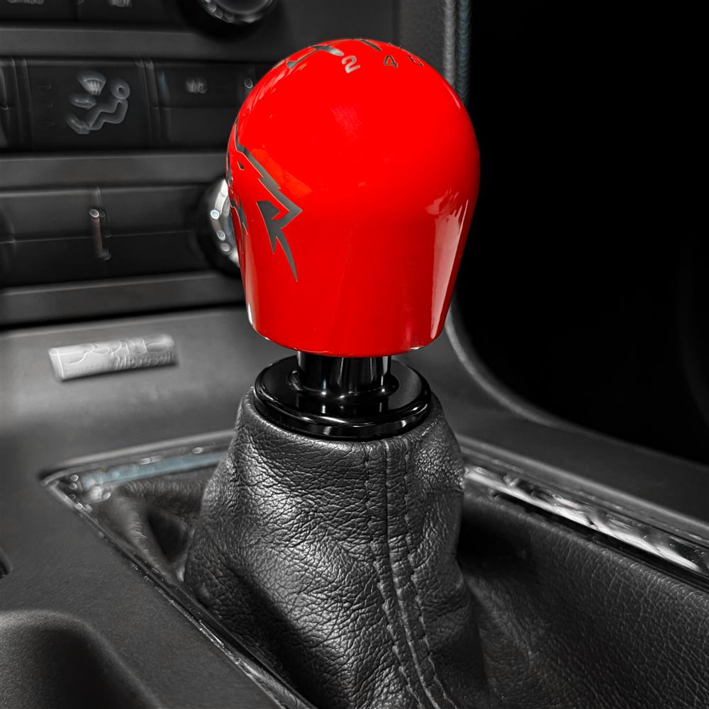 2011-14 Mustang Billetworkz Weighted Shift Knob - Coyote Engraved - Gloss Red