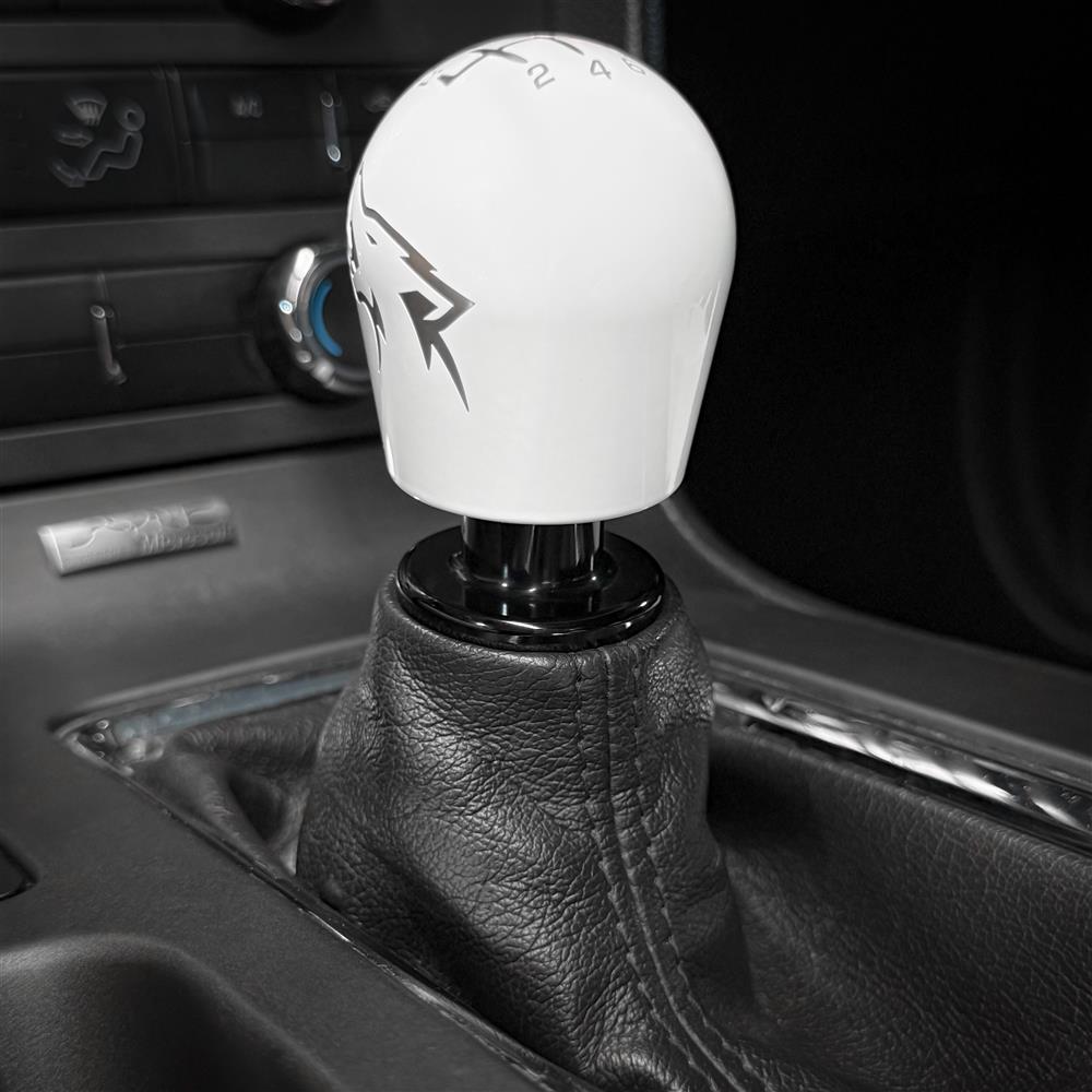 2011-14 Mustang Billetworkz Weighted Shift Knob - Coyote Engraved - Gloss White
