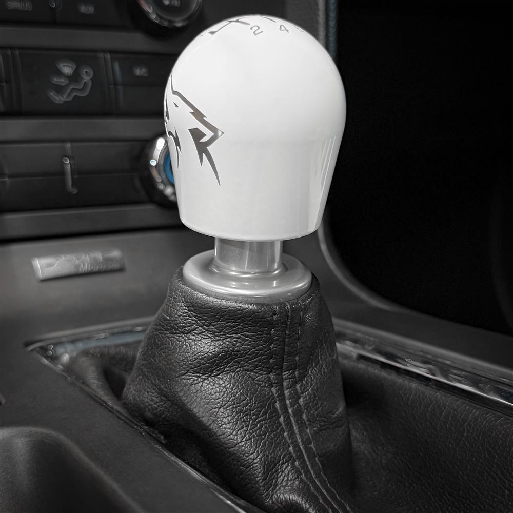 2011-14 Mustang Billetworkz Weighted Shift Knob - Coyote Engraved - Gloss White