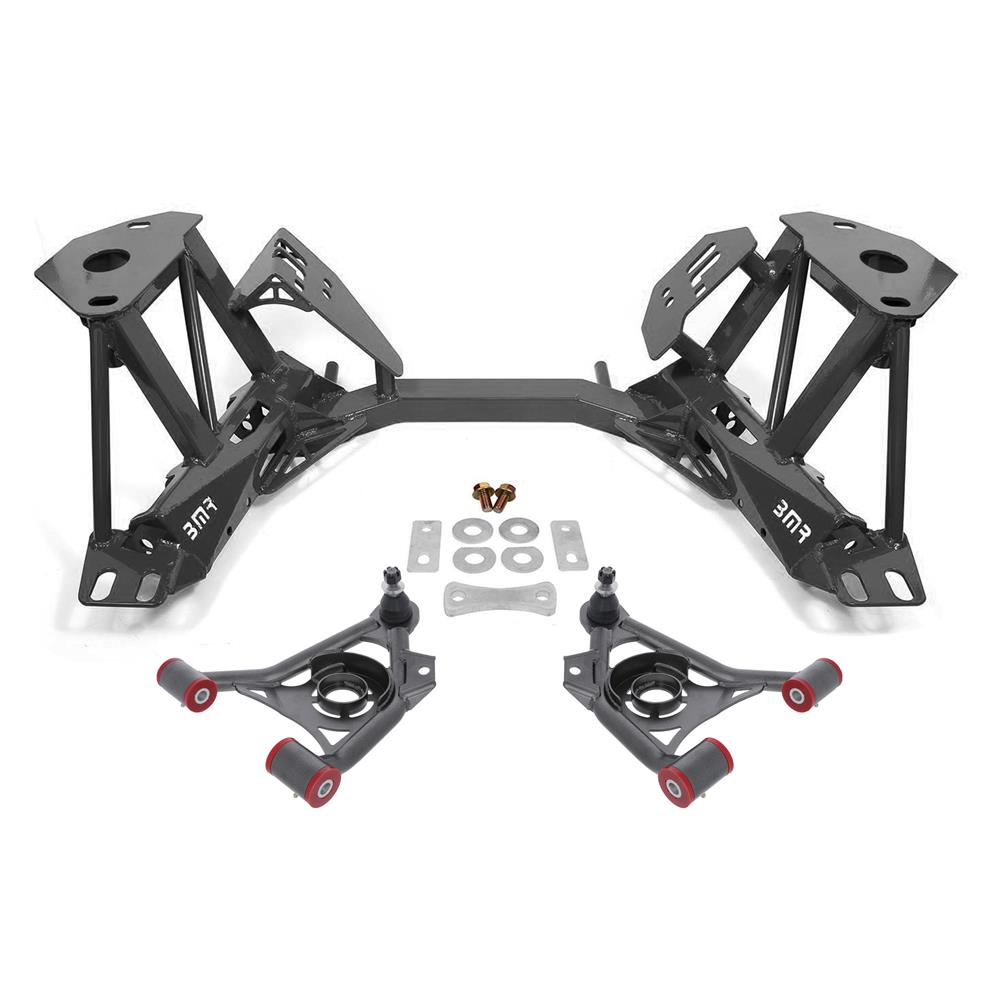 1979-93 Mustang BMR Premium Tubular K-Member With Spring Perches Kit - Pushrod - Black Hammertone 5.0/5.8