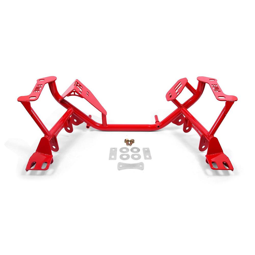 1979-93 Mustang BMR Tubular K-Member & Control Arm Kit  - Pushrod - Red 5.0/5.8