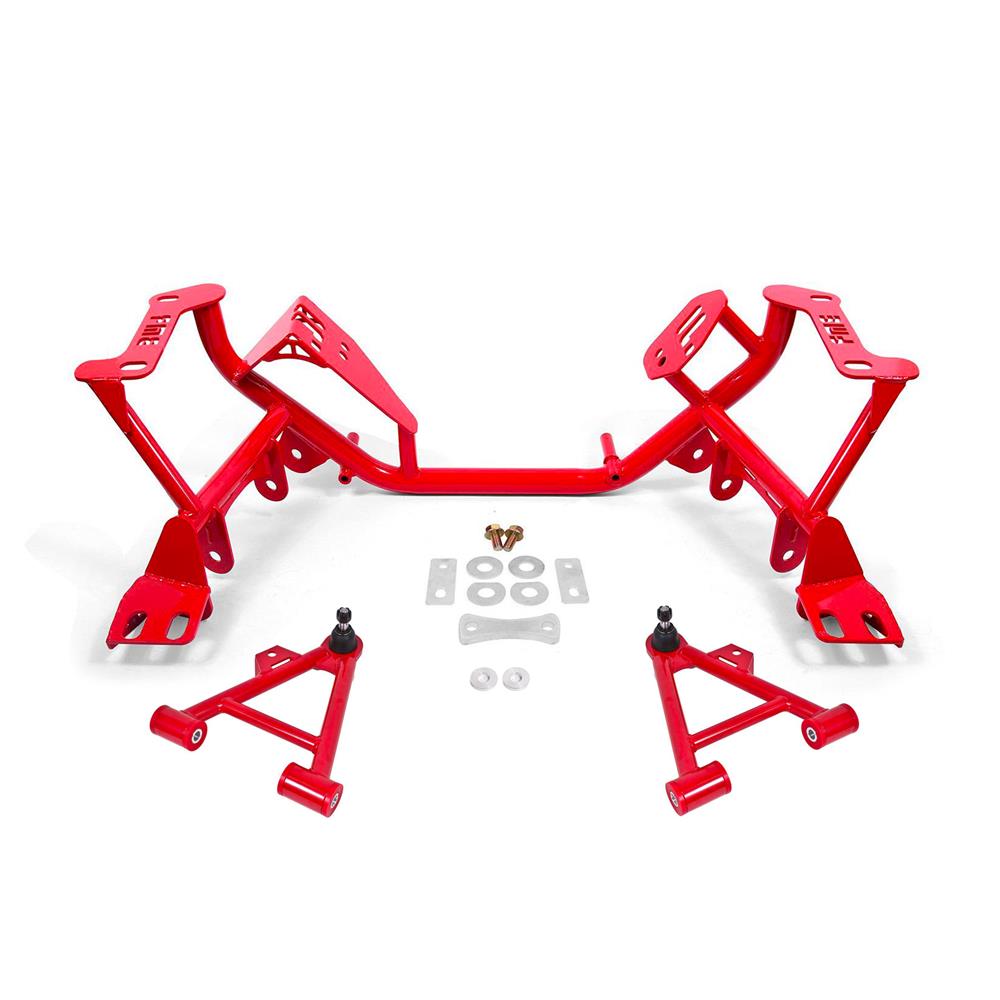 1979-93 Mustang BMR Tubular K-Member & Control Arm Kit  - Pushrod - Red 5.0/5.8