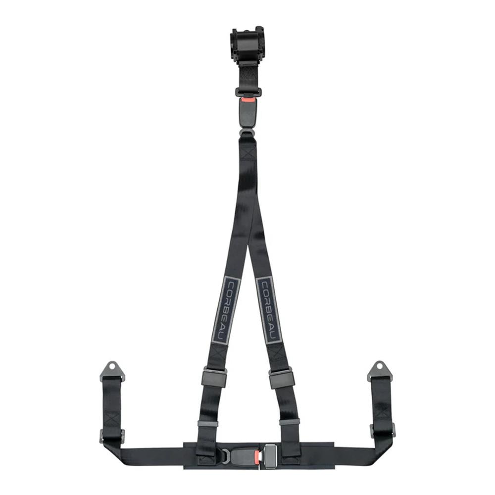 Mustang Corbeau 3 Point Bolt In Retractable Harness - Black