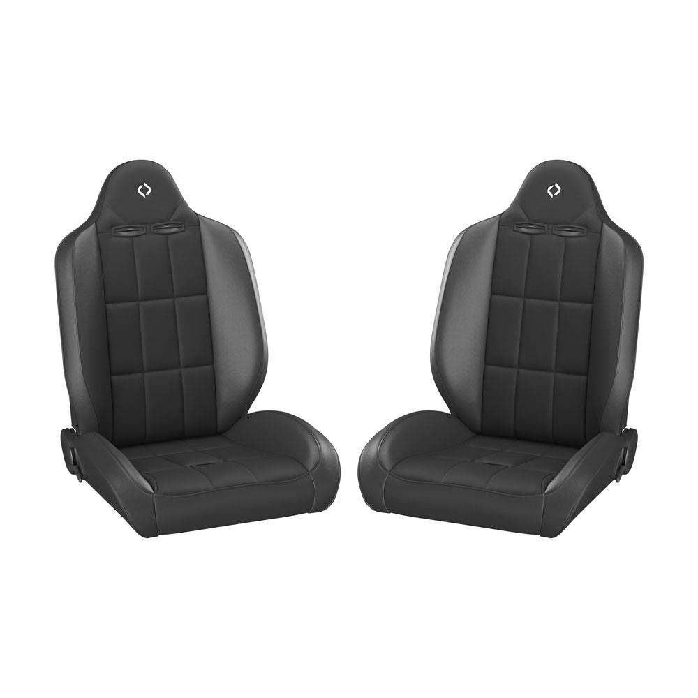 Corbeau Baja RS Reclining Suspension Seat Pair - Vinyl w/ Cloth Inserts - Black