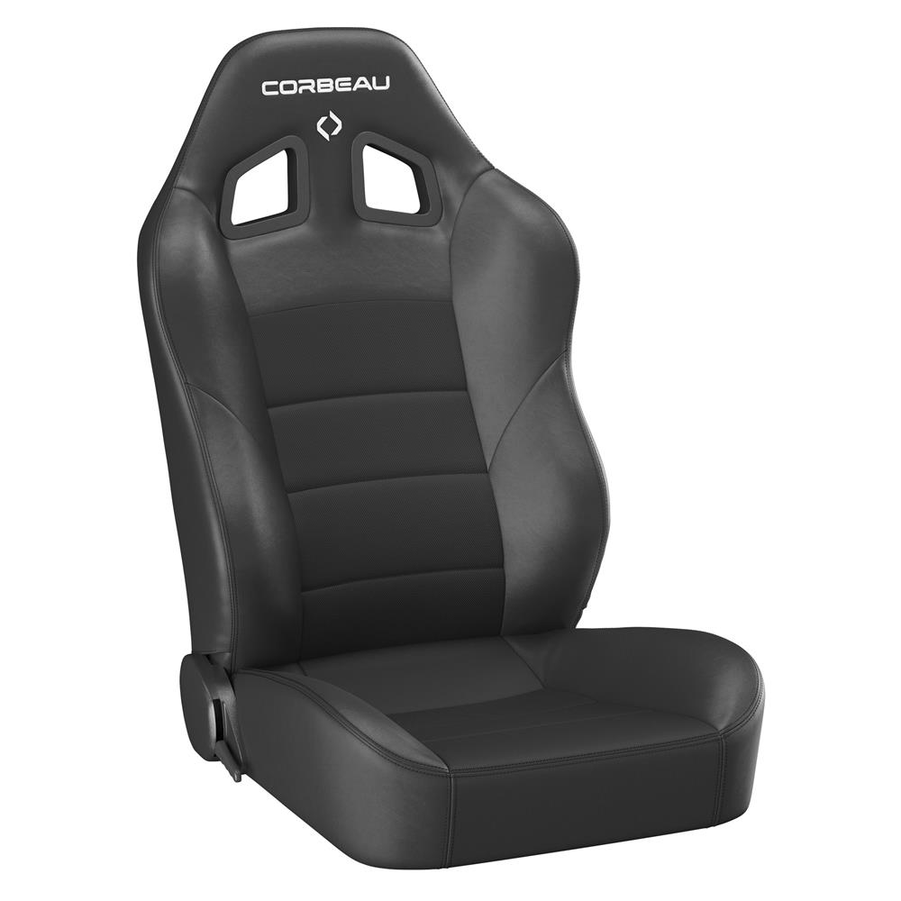 Corbeau Baja XRS Reclining Suspension Seat Pair Vinyl w/ Cloth Inserts - Black
