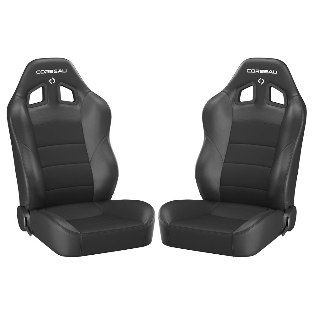 Corbeau Baja XRS Reclining Suspension Seat Pair Vinyl w/ Cloth Inserts - Black