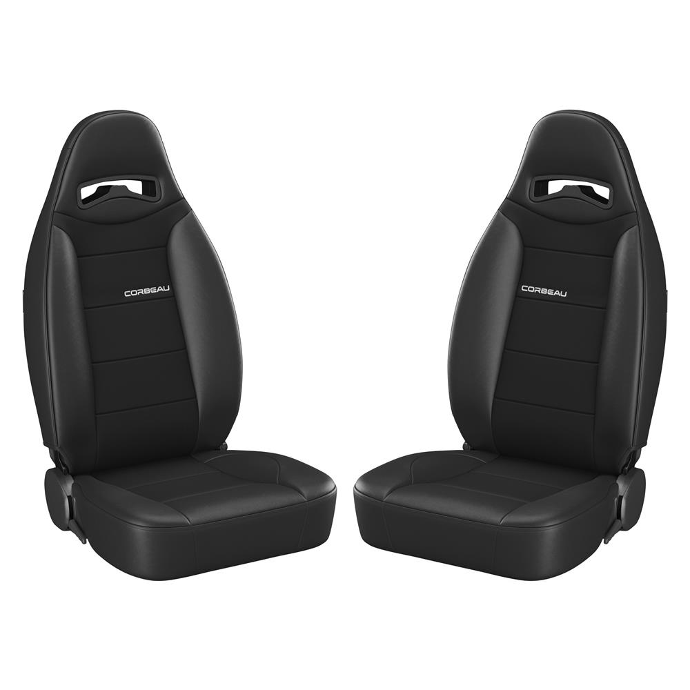 Corbeau Moab Seat Pair - Vinyl w/ Cloth Inserts - Black