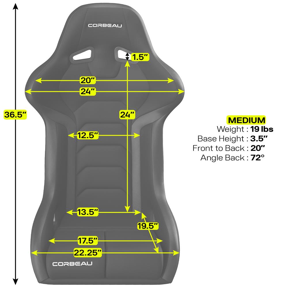 Corbeau FX1 Pro Seat  - Black Microsuede/Vinyl