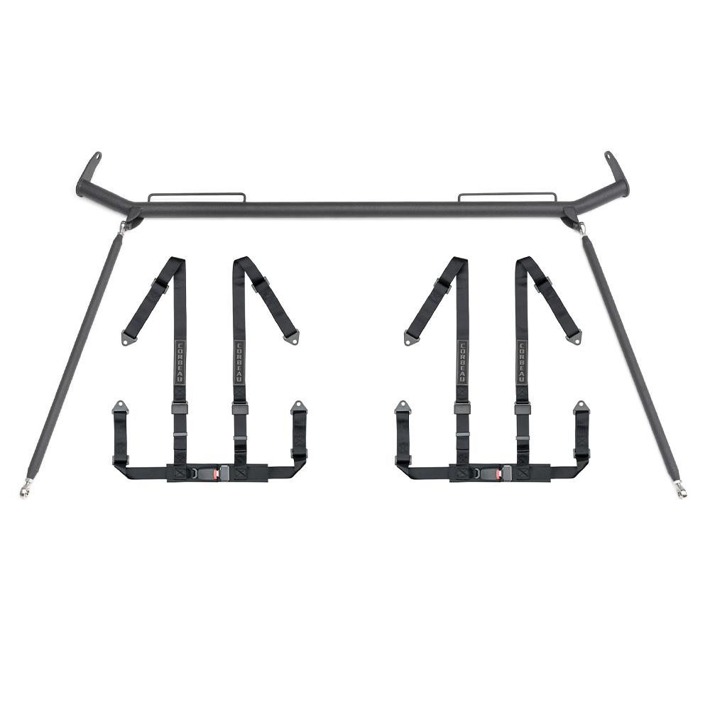 1990-93 Mustang Corbeau 2" Bolt In 4 Point Harness & Bar Kit  - Black