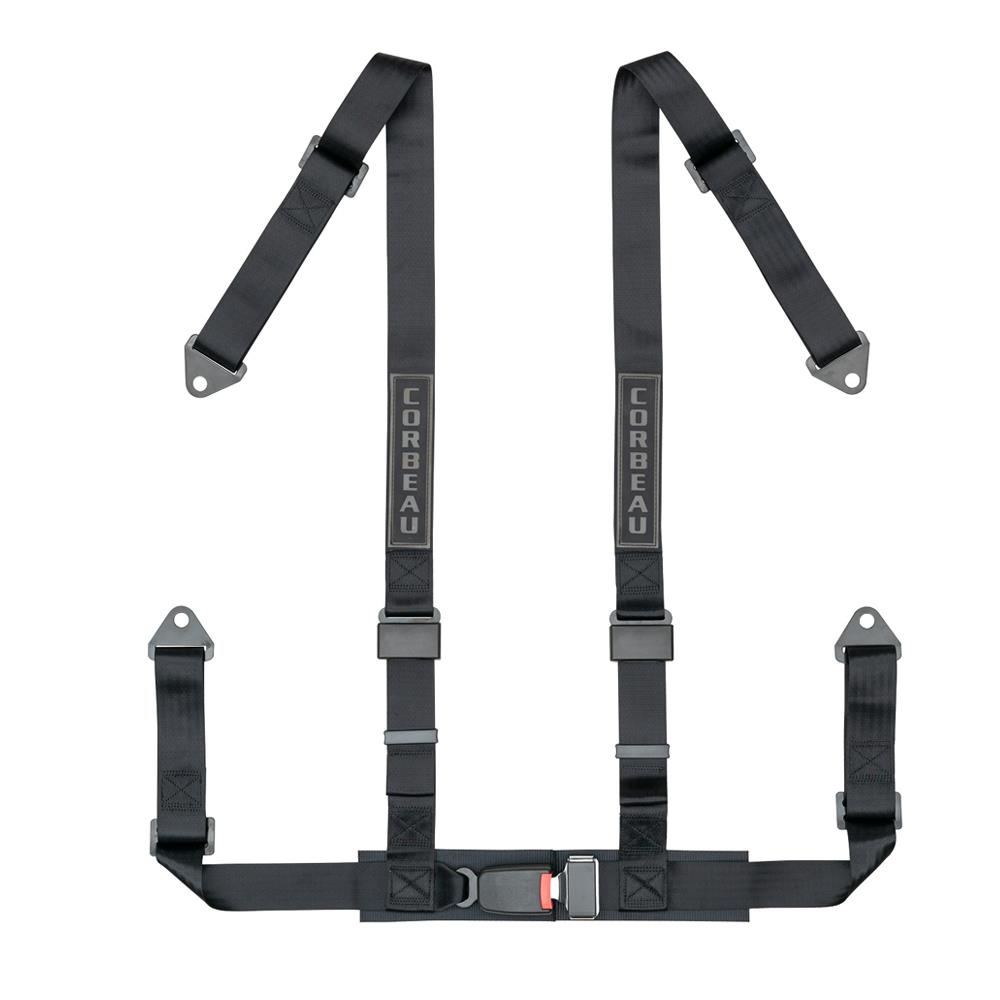 1990-93 Mustang Corbeau 2" Bolt In 4 Point Harness & Bar Kit  - Black