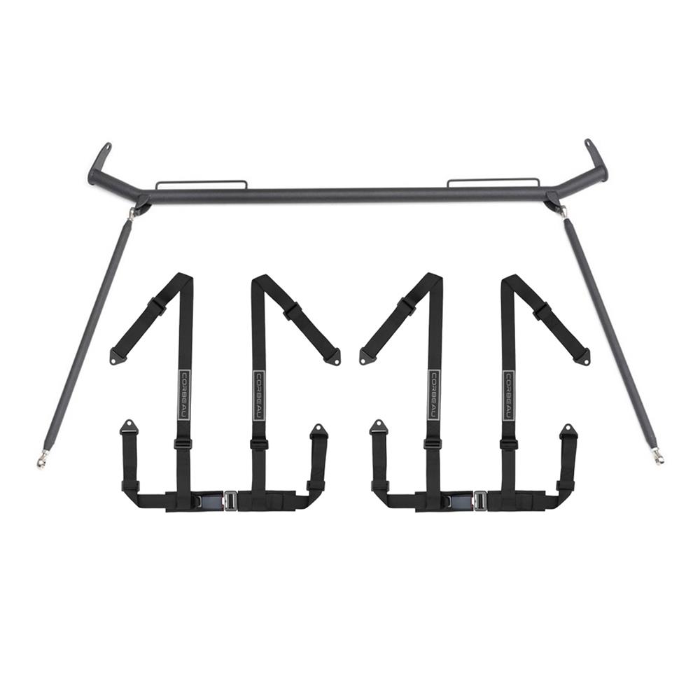 1994-04 Mustang Corbeau 2" Bolt In 4 Point Harness & Bar Kit  - Black