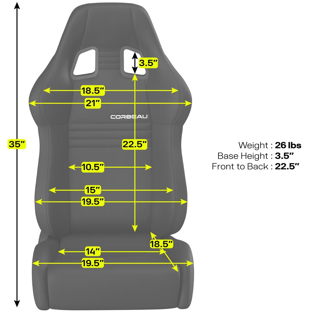 Mustang Corbeau A4 Leather Seat Pair - Black