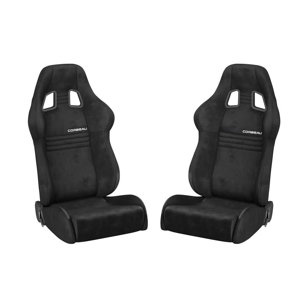Mustang Corbeau A4 Microsuede Seat Pair - Black